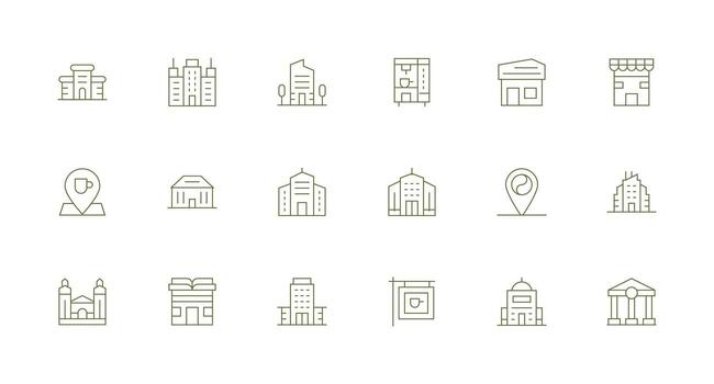 Minimal Line Icons from Establishment Set with 18 Vectors Reusable Icon Set