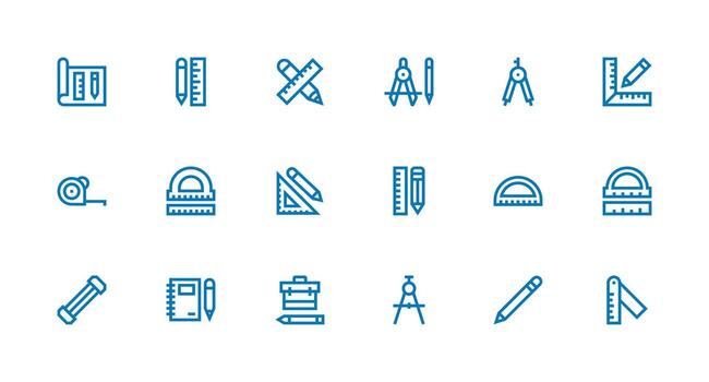 redacción icono colección con 18 fuerte carrera línea diseños completar icono haz para web diseño vector