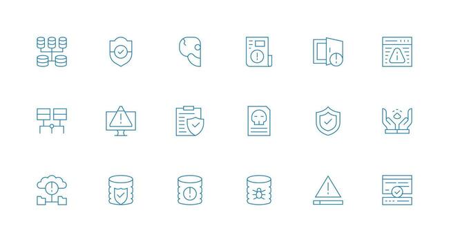 Minimal Line Icons from Data Integrity Set with 18 Vectors Printable Icon Collection