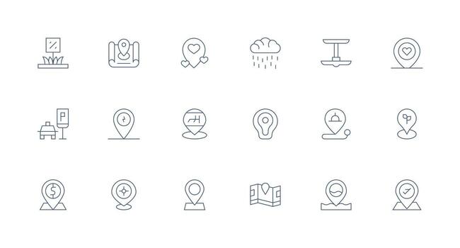 Spot Visual Pack containing 18 Minimal Line Icons Scalable Icons for All Themes vector