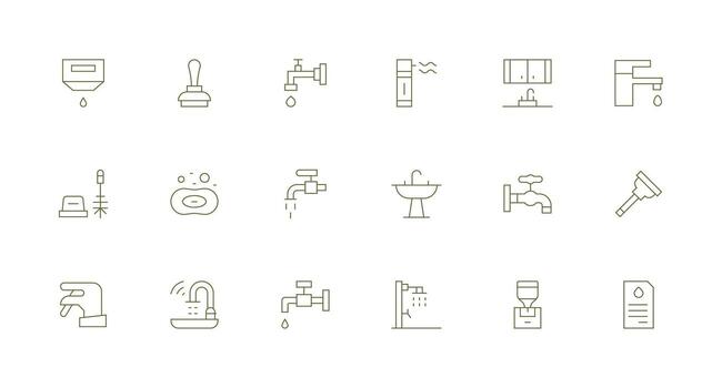 18 Icons for Faucet in Minimal Line Format Icons Built for Visual Consistency Pack vector
