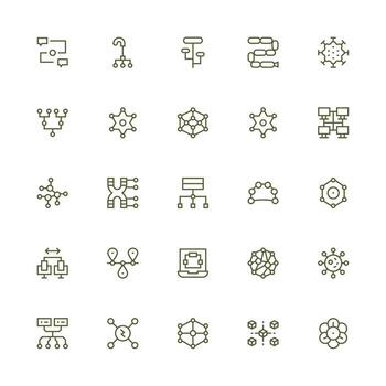 Nodes including 25 Medium Stroke Outline Illustrations Complete Icon Bundle for Web Design vector