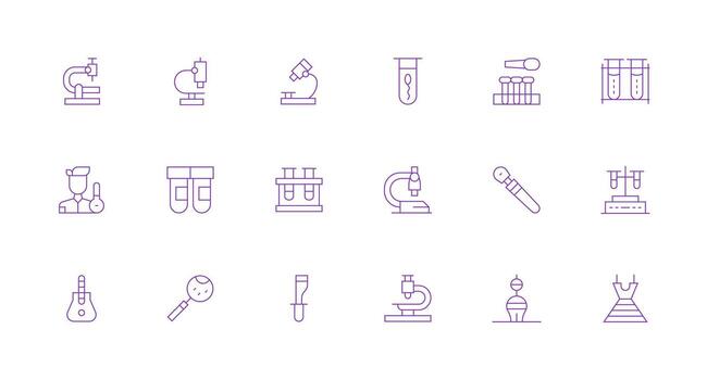 18 Minimal Line Designs for Microscope Icons User Interface Icons for Digital Products vector