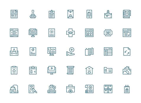 File Icon Collection with 35 Regular Clean Line Designs UI and UX Focused Icon Collection vector