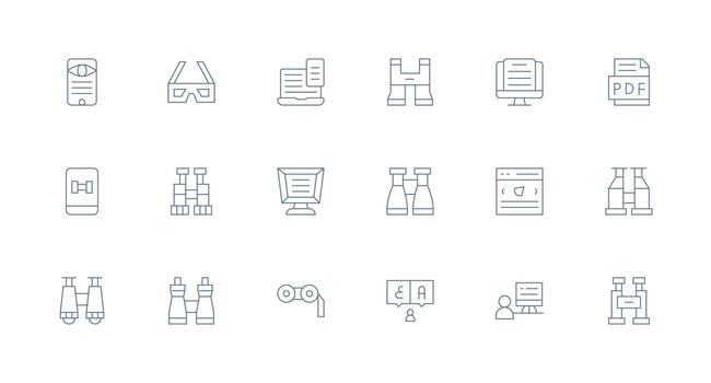 Viewing including 18 Minimal Line Illustrations Icon Set for Apps vector