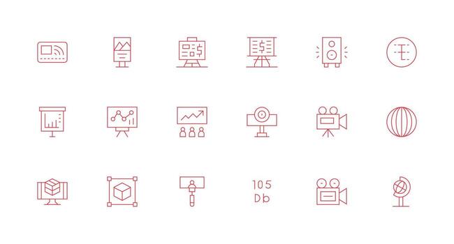 18 mínimo línea vectores para proyección tema profesional icono conjunto