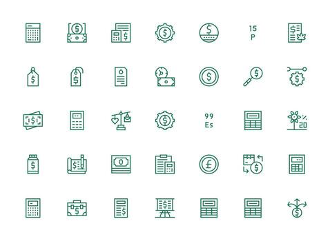 regular limpiar línea íconos desde costo conjunto con 35 vectores usuario interfaz íconos para digital productos