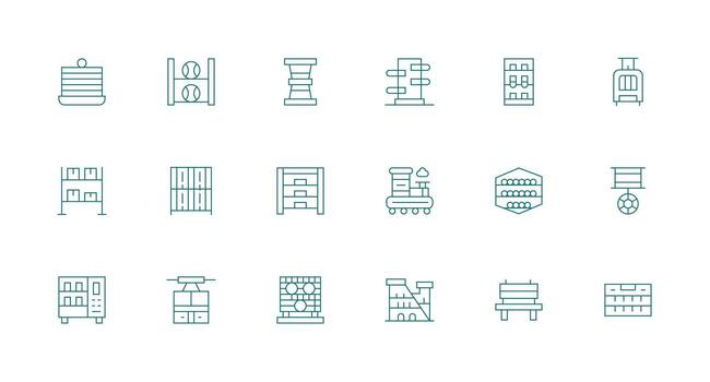 Minimal Line Icons from Shelves Set with 18 Vectors Basic Icon Series