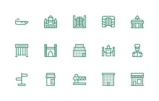 Entrance Design Icons featuring 15 in Regular Line Style High-Resolution Icons for Any Platform vector