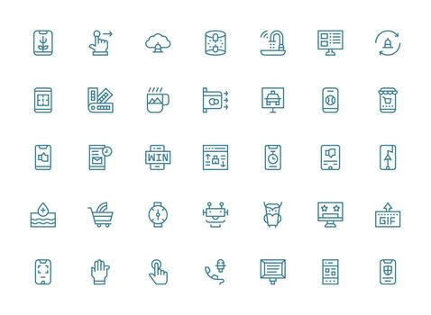 Regular Clean Line Icons from App Set with 35 Vectors Detailed Icon Collection for Design Systems
