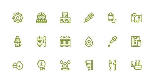 Fluid Icon Collection with 18 Strong Stroke Line Designs Simple Icons for Interface and Wireframes vector