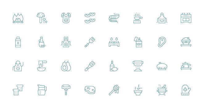 Thin Line Icons from Cooking Set with 32 Vectors Web and App Icon Pack Collection