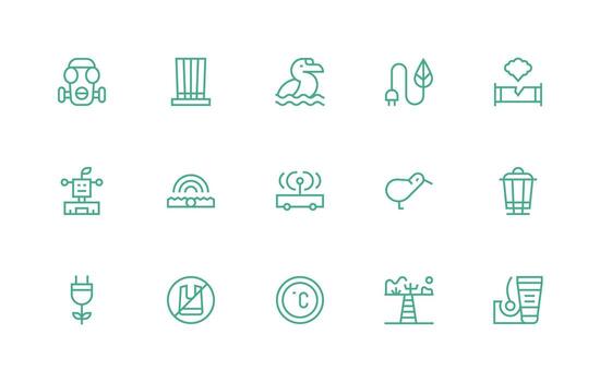 Environmental Icon Set with 15 Regular Line Graphics Icon Set vector