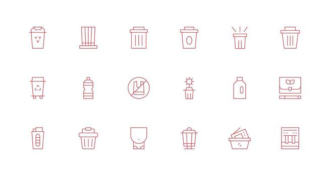 Recycle Set with 18 Minimal Line Icons Neat Icon Set vector