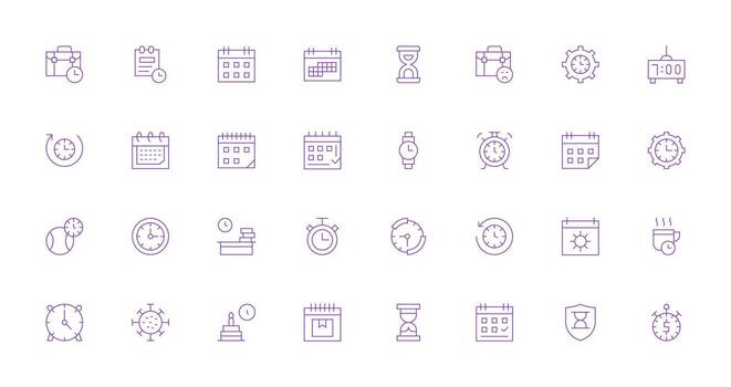 32 Icons for Deadline in Thin Line Format Compact Icon Set vector