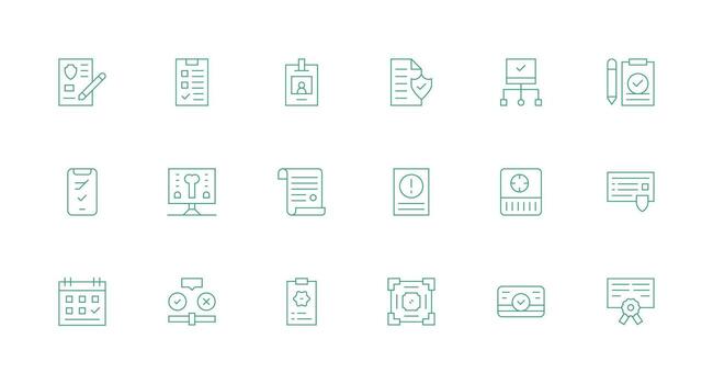 Minimal Line Style Verification Icons with 18 Vectors Organized Icon Pack for Quick Access