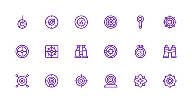 Strong Stroke Line Style Scope Icons with 18 Vectors Well-Structured Icons for Creative Use