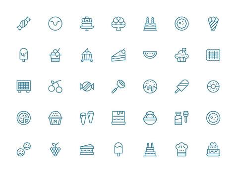 35 Dessert Icons in Regular Clean Line Aesthetic Neatly Designed Icons for Web Platforms vector