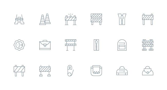 Closure Visual Pack containing 18 Minimal Line Icons Icon Set for Projects vector