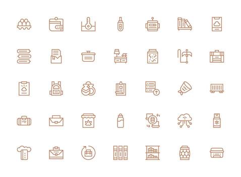 35 Storage Icons in Regular Clean Line Aesthetic Interface Icons for Daily Use vector