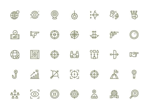 35 Regular Clean Line Icons for Target Graphics Digital Product Icons for Fast Delivery vector