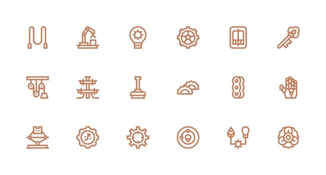 mecanismo presentando 18 íconos en fuerte carrera línea diseño diseño icono colección vector