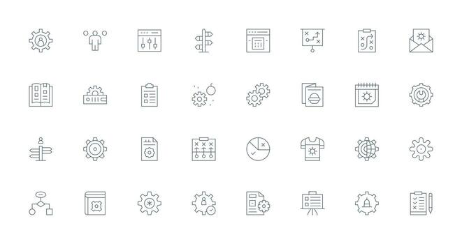 Options Set with 32 Thin Line Icons All Device Compatible Icon Set vector