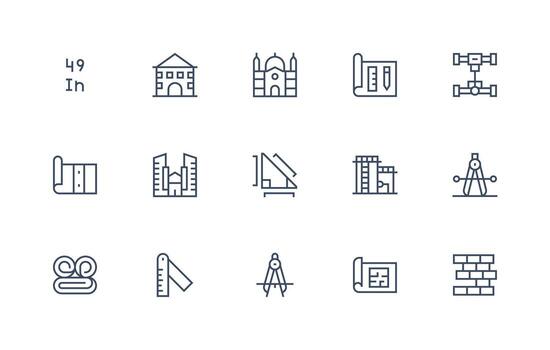 Plano icono conjunto con 15 regular línea gráficos simplificado icono paquete para visual herramientas vector