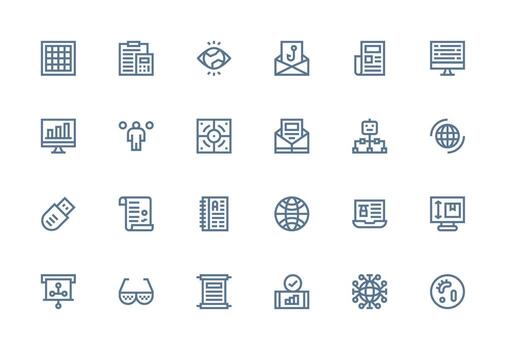 grueso línea línea estilo datos íconos con 24 vectores simplificado icono paquete para visual herramientas