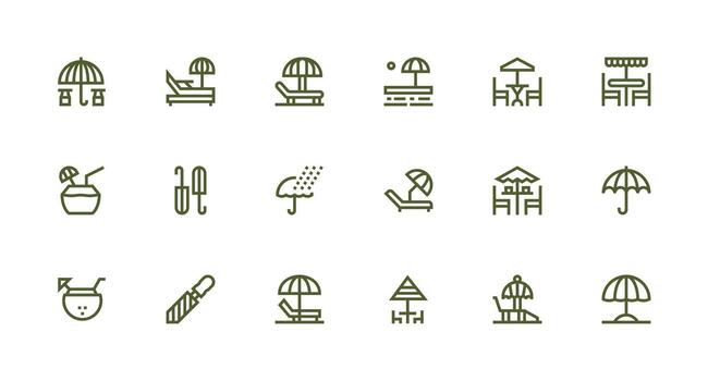 Strong Stroke Line Icons from Umbrella Set with 18 Vectors Icon Pack for UI