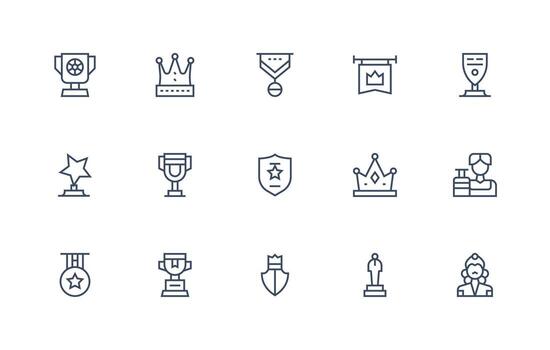 Prestige Set with 15 Regular Line Icons Icon Set for Web vector