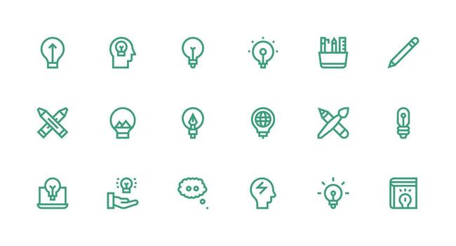 18 Strong Stroke Line Icons for Creativity Graphics Core Icon Collection for Daily Tasks vector
