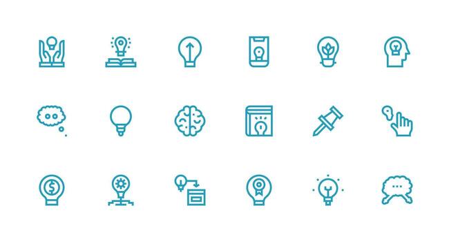 Idea Visual Pack containing 18 Strong Stroke Line Icons Essential Icons for Rapid UI Building vector