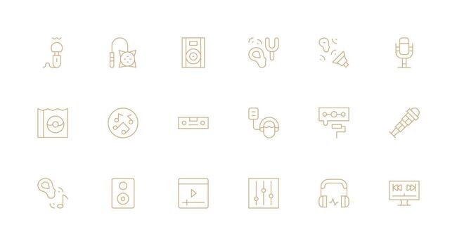 Minimal Line Style Audiovisual Icons with 18 Vectors Full Icon Library for UI Designers