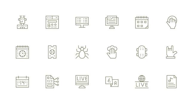 Minimal Line Icons from Program Set with 18 Vectors Pixel Perfect Icons for Modern Apps