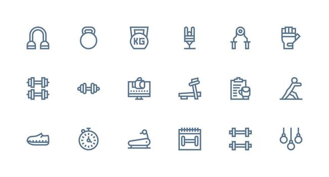 18 Icons for Workout in Strong Stroke Line Format Multi-Style Icons for Creative Projects vector