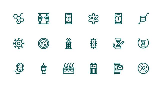 18 Icons for Cell in Strong Stroke Line Format Core Icon Collection for Daily Tasks vector