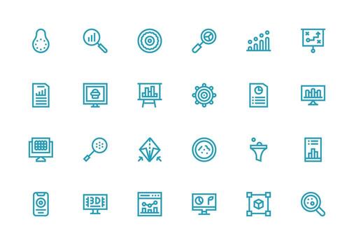 24 Thick Line Line Style Icons from Visualization Collection Layout Icon Collection vector