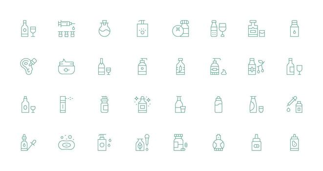 botella icono conjunto con 32 Delgado línea gráficos línea icono colección vector