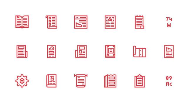 18 Icons for Specifications in Strong Stroke Line Format Interface Icon Collection for Daily Projects vector