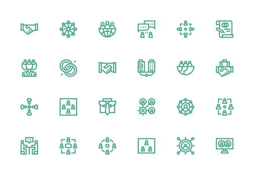 24 grueso línea línea íconos para camaradería gráficos agudo íconos para presentaciones vector