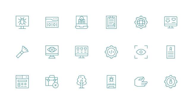 18 Minimal Line Style Icons from Application Collection Multi-Style Icons for Creative Projects vector