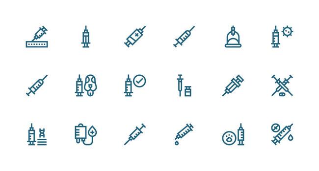 Vaccination featuring 18 Icons in Strong Stroke Line Design Icons Built for Visual Consistency Pack vector