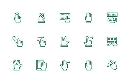 pantalla táctil diseño íconos presentando 15 en regular línea estilo icono conjunto para aplicaciones vector