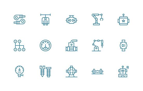 15 Regular Line Style Icons from Mechanical Collection Multi-Purpose Icon Pack for Templates vector
