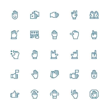 25 Medium Stroke Outline Icons for Gesture Graphics Multi-Style Icon Collection vector