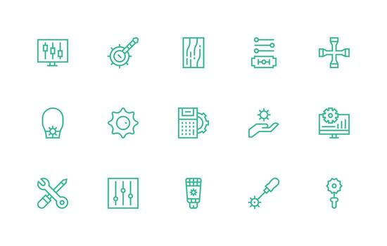 Regular Line Style Adjustment Icons with 15 Vectors Theme-Based Icon Pack
