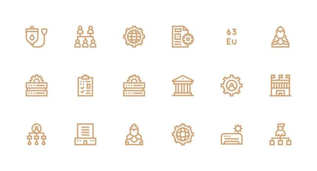 18 íconos para administración en fuerte carrera línea formato profesional icono conjunto vector