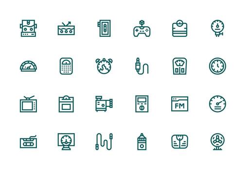 24 Thick Line Line Icons for Analog Graphics Clean Icon Collection for Web Use vector