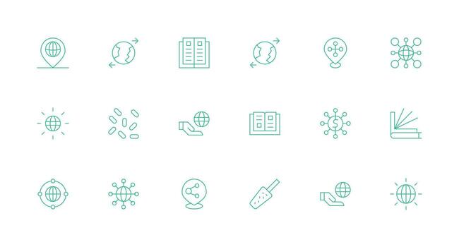 untado presentando 18 íconos en mínimo línea diseño icono paquete vector